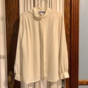 Pendleton Ivory Long Sleeve Cowlneck Blouse